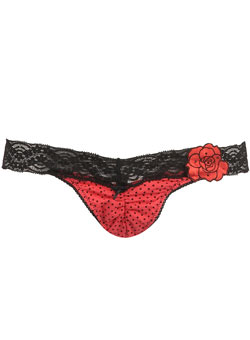 Red/black spot rose thong