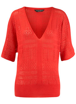 Dorothy Perkins Red pointelle tab jumper