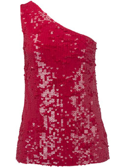 Red sequin one shoulder top