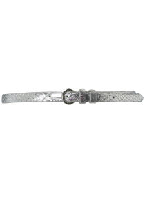 Silver slim croc waist belt