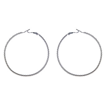 Silver twist hoop earring