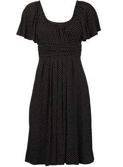 Spot flutter sleeve dress