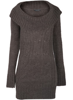 Tall grey cable bardot jumper