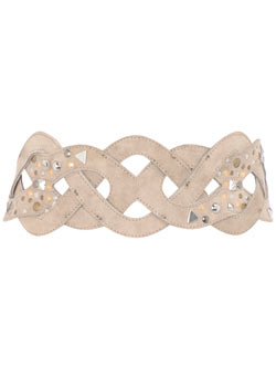 Taupe suede twist stud belt