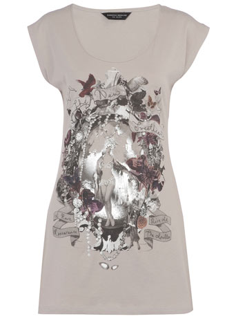 Dorothy Perkins Taupe sweetheart motif tee