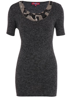 Dorothy Perkins Uttam charcoal beaded top