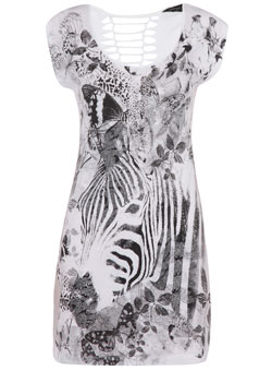 Dorothy Perkins White/black zebra print tee