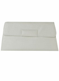 White croc clutch bag