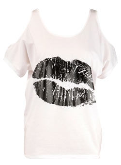 Dorothy Perkins White lip print top