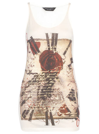 Dorothy Perkins White rose clock print vest