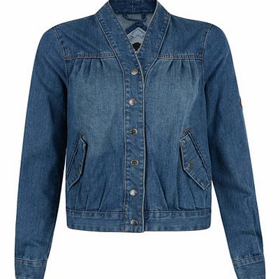 Dorothy Perkins Womens Bellfield Baseball denim jacket- Blue