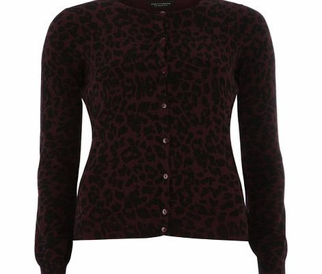 Womens Berry Animal Cardigan- Red DP55148498