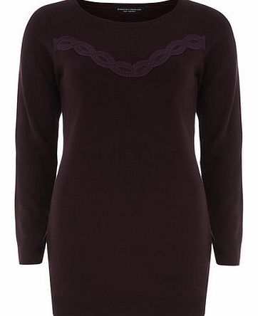 Dorothy Perkins Womens Berry red lace yoke tunic- Purple