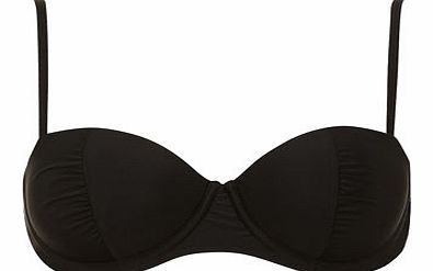 Womens Black Balconette Bikini Top- Black