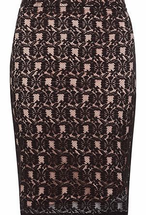 Dorothy Perkins Womens Black/blush lace layer skirt- Pink