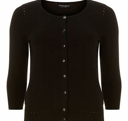 Womens Black Crew Neck Cardigan- Black DP55135901