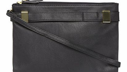 Womens Black double gusset clutch bag- Black