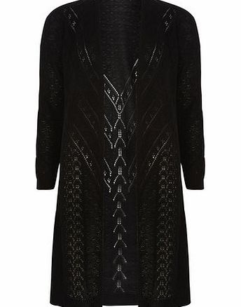 Dorothy Perkins Womens Black Longline Chevron Cardigan- Black