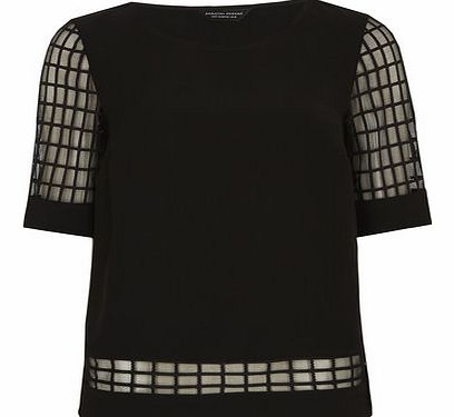 Dorothy Perkins Womens Black Mesh Sleeve Top- Black DP05504901