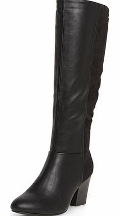 Dorothy Perkins Womens Black mixed knee-high boots- Black