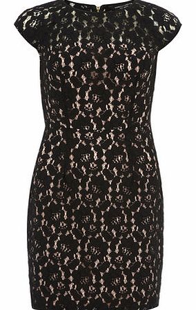 Womens Black Pencil Lace Dress- Black DP07235510