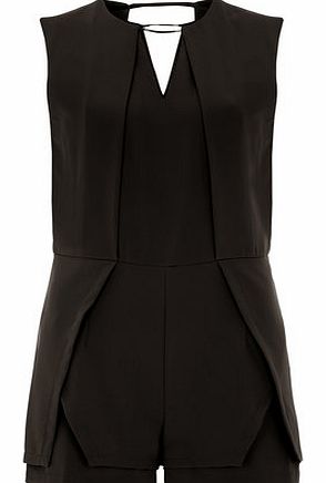 Dorothy Perkins Womens Black Pleat Playsuit- Black DP61400099