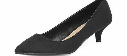 Womens Black Pointed Kitten Heels- Black