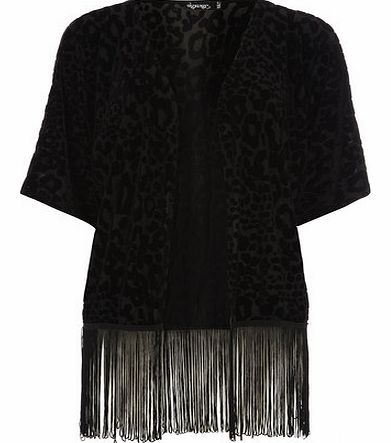 Dorothy Perkins Womens Black tassled kimono- Black DP05467410