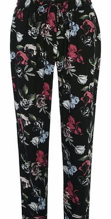 Dorothy Perkins Womens Black tulip print joggers- Black DP14560910