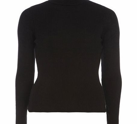 Dorothy Perkins Womens Black turtle neck knitted jumper- Black