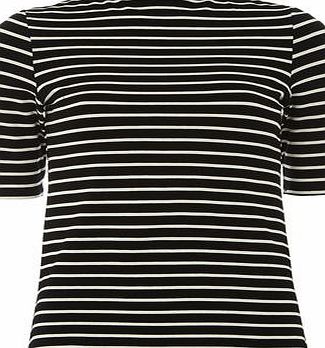 Dorothy Perkins Womens Black/White High Neck Tee- Black DP05557930