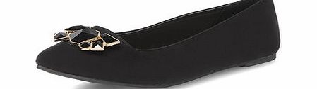 Womens Black wide fit point gem pumps- Black