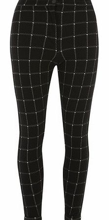 Womens Black Windowpane Treggings- Black