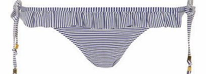 Womens Blue And White 3D Ruffle Bikini Bottoms-