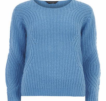 Dorothy Perkins Womens Blue Engineered Knit Jumper- Blue