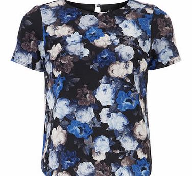 Dorothy Perkins Womens Blue floral textured tee- Blue DP05496510