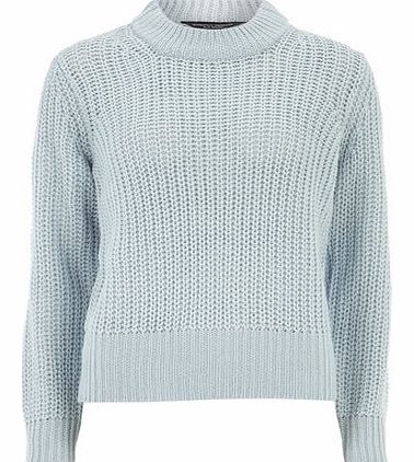 Dorothy Perkins Womens Blue High Neck Jumper- Pale Blue DP55146422