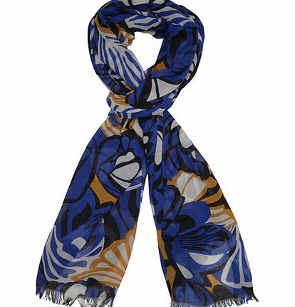 Dorothy Perkins Womens Blue/Orange Cali Graphic Scarf- Blue