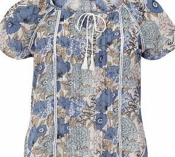 Dorothy Perkins Womens Blue Pink Floral Print Top- Pink DP67215514