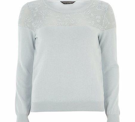 Dorothy Perkins Womens Blue Rose Yoke Jumper- Blue DP55158319