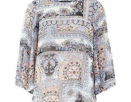 Dorothy Perkins Womens Blue Split Sleeve Blouse- Blue DP05542620
