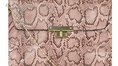 Dorothy Perkins Womens Blush snake portfolio clutch bag- Pink