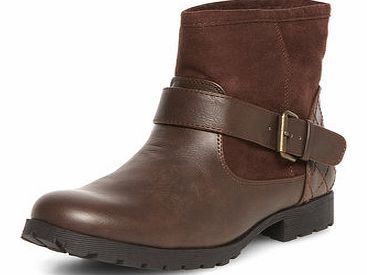 Womens Brown ankle biker boots- Brown DP19877543