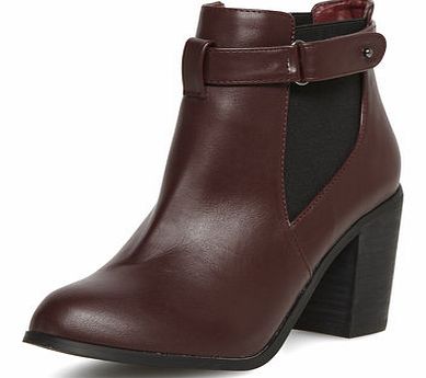 Womens Burgundy heeled ankle boots- Burgundy