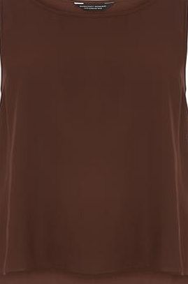 Dorothy Perkins Womens Chocolate High Neck Sleeveless Top- Brown