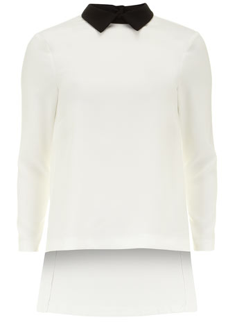 Dorothy Perkins Womens Closet White High Low Collar Top- White