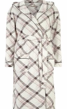 Dorothy Perkins Womens Cream Check Hood Dressing Gown- Cream