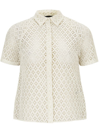 Dorothy Perkins Womens Cream Floral Lace Shirt- Cream DP05436381