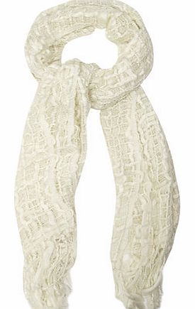 Womens Cream Textured Plain Scarf- Cream