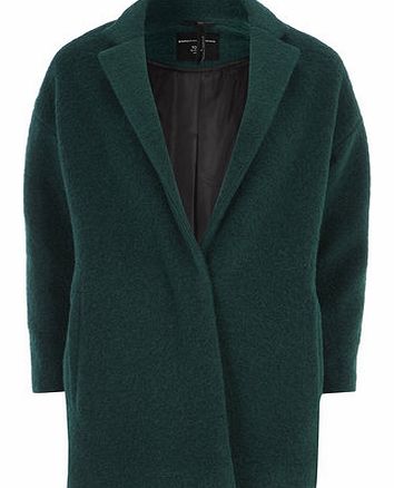 Dorothy Perkins Womens Dark Green Wool Boyfriend Coat- Dark